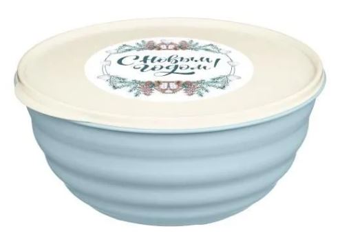 Миска Latina 3.1л с крышкой с декором (мятно-голубая)